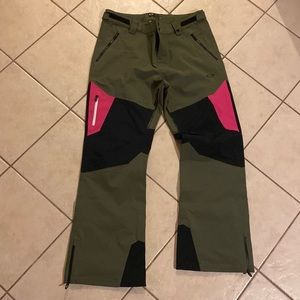 Oakley Performance Fit Green Colorblock Skiing Snowboarding Winter Snow Pants